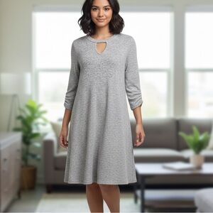 Iz Byer Heather Gray Long Sleeve A-line Dress XL Casual Comfy Relaxed Stretch